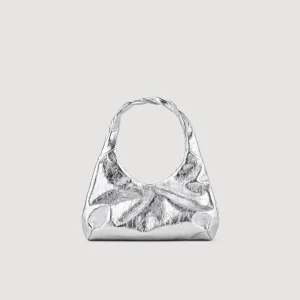 Sandro Paris Bolsa Baguete Metalica De Couro-Mulheres Bolsas De Ombro