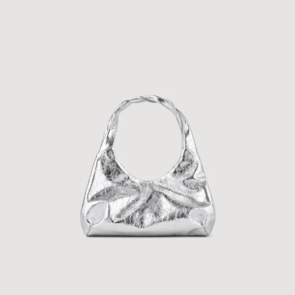 Sandro Paris Bolsa Baguete Metalica De Couro-Mulheres Bolsas De Ombro