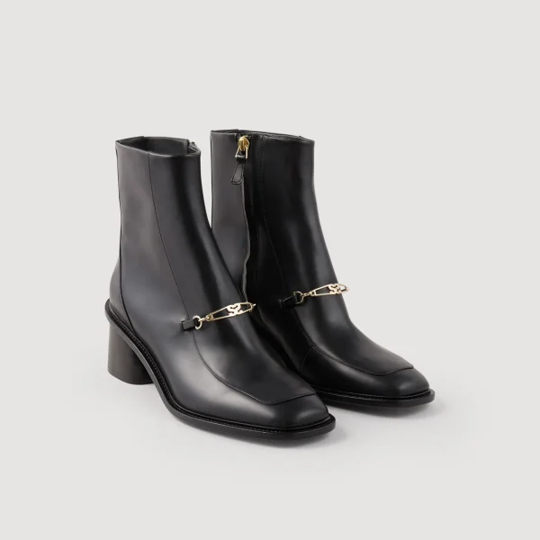 Sandro Paris Botins De Couro-Mulheres Botins