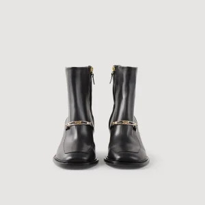 Sandro Paris Botins De Couro-Mulheres Botins