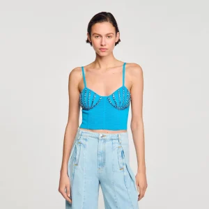 Sandro Paris Bustier Com Conchas De Strass-Mulheres Suéteres E Cardigans