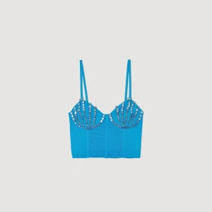 Sandro Paris Bustier Com Conchas De Strass-Mulheres Suéteres E Cardigans