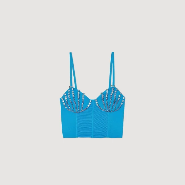 Sandro Paris Bustier Com Conchas De Strass-Mulheres Suéteres E Cardigans