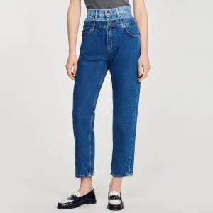 Sandro Paris Calça Jeans Mom Fit Trompe L'Oeil-Mulheres Vaqueiros