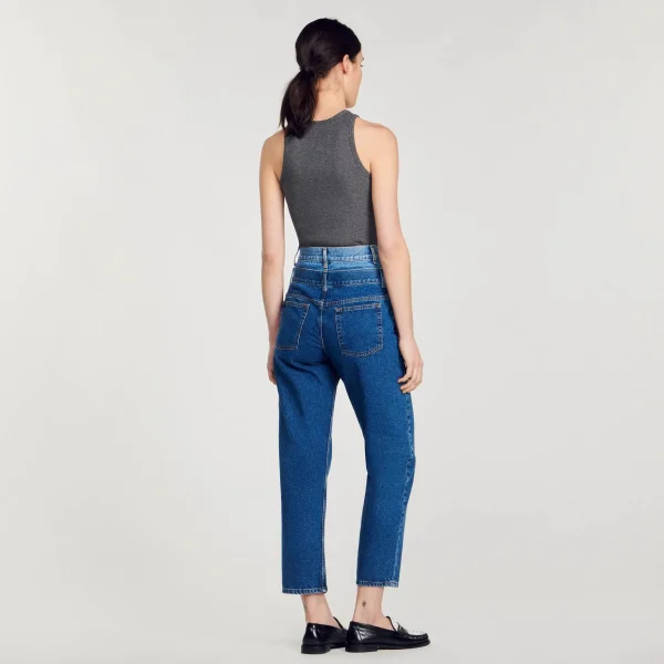 Sandro Paris Calça Jeans Mom Fit Trompe L'Oeil-Mulheres Vaqueiros