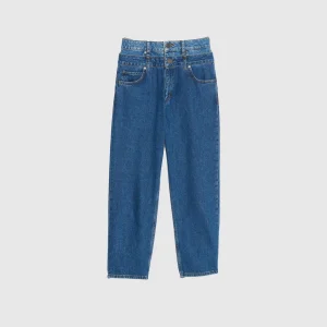Sandro Paris Calça Jeans Mom Fit Trompe L'Oeil-Mulheres Vaqueiros