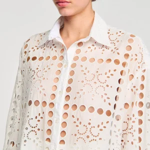 Sandro Paris Camisa Com Bordado Ingles-Mulheres Tops E Camisas