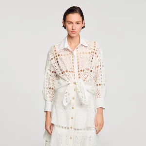Sandro Paris Camisa Com Bordado Ingles-Mulheres Tops E Camisas