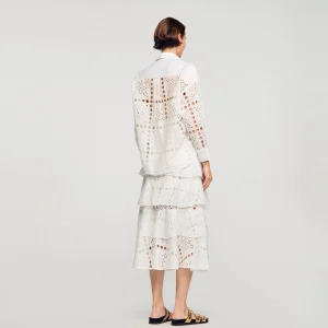 Sandro Paris Camisa Com Bordado Ingles-Mulheres Tops E Camisas