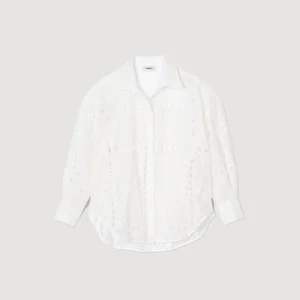 Sandro Paris Camisa Com Bordado Ingles-Mulheres Tops E Camisas