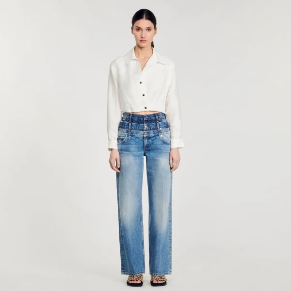 Sandro Paris Camisa Curta-Mulheres Tops E Camisas