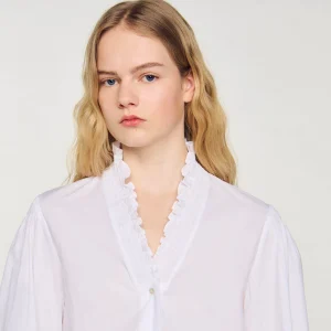 Sandro Paris Camisa De Algodao Organico-Mulheres Tops E Camisas