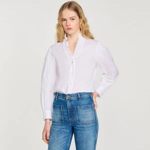 Sandro Paris Camisa De Algodao Organico-Mulheres Tops E Camisas