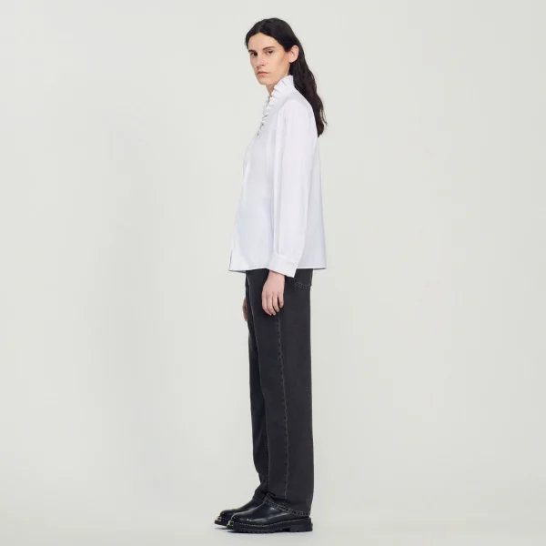 Sandro Paris Camisa De Algodao Organico-Mulheres Tops E Camisas