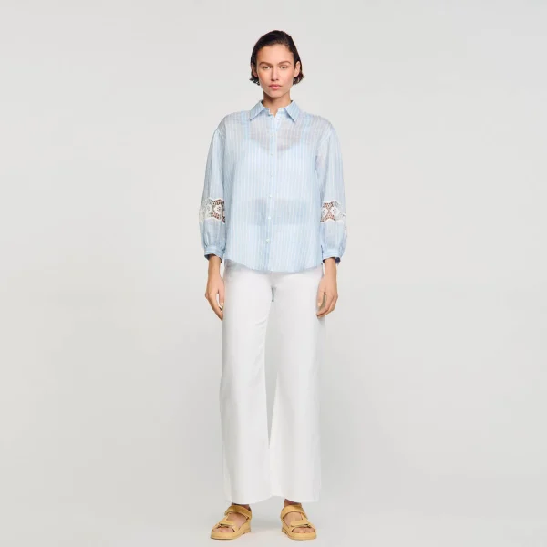 Sandro Paris Camisa Listrada-Mulheres Tops E Camisas