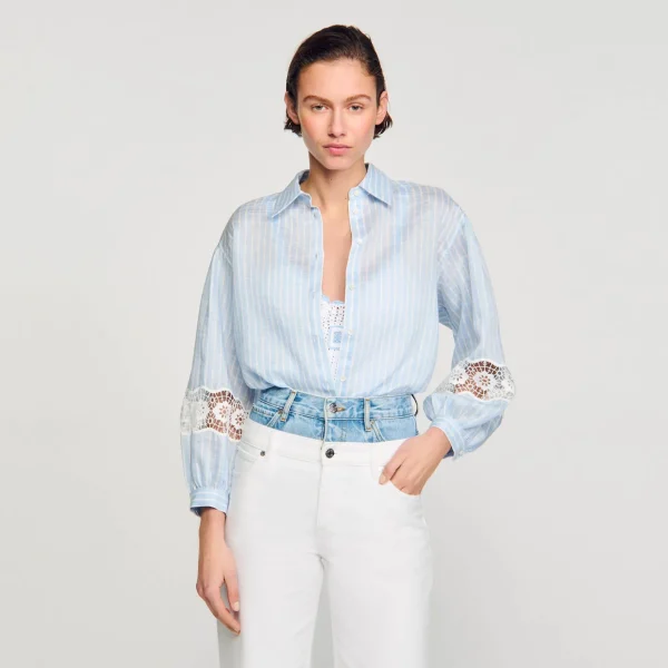 Sandro Paris Camisa Listrada-Mulheres Tops E Camisas