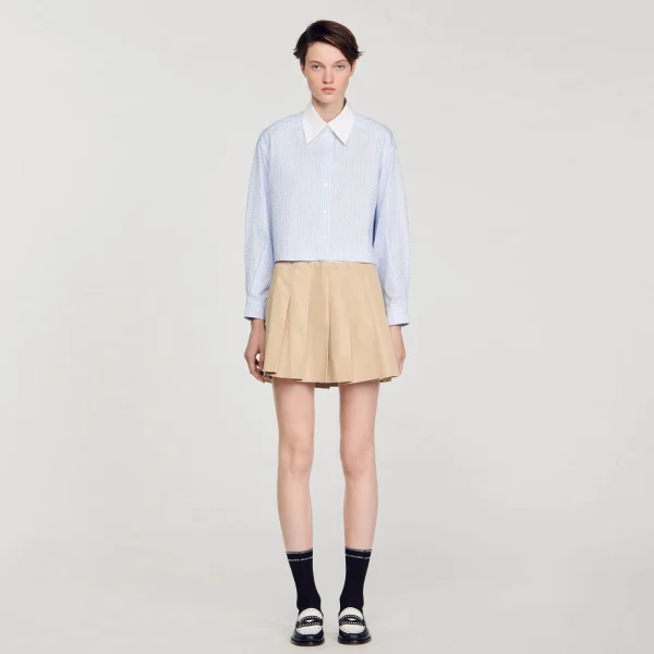 Sandro Paris Camisa Listrada Com Strass-Mulheres Tops E Camisas