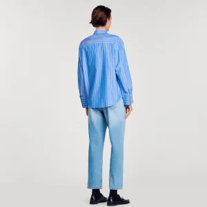 Sandro Paris Camisa Listrada E Coracao De Diamante-Mulheres Tops E Camisas