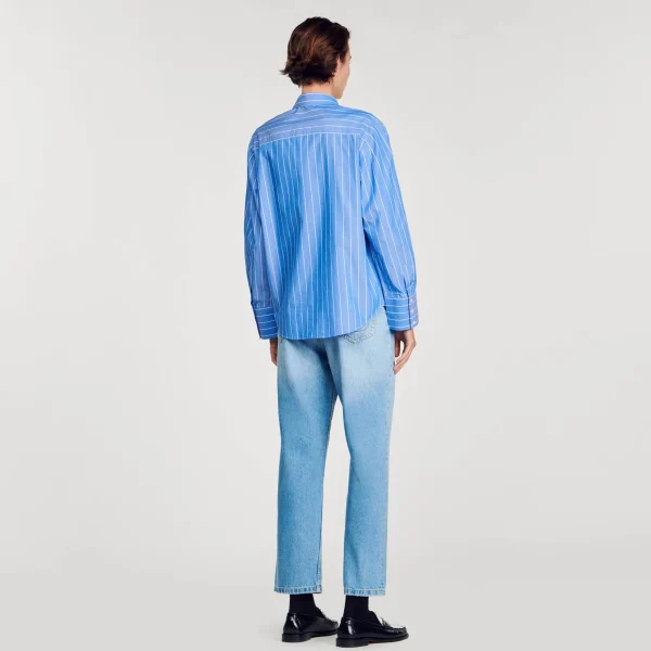 Sandro Paris Camisa Listrada E Coracao De Diamante-Mulheres Tops E Camisas