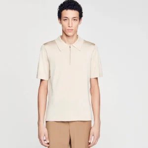 Sandro Paris Camisa Polo De Malha Com Gola Com Ziper-Homem Camisetas E Pólos