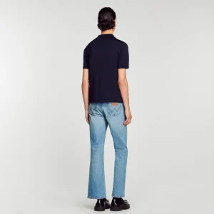Sandro Paris Camisa Polo De Malha Com Gola Com Ziper-Homem Camisetas E Pólos
