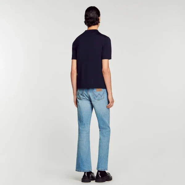 Sandro Paris Camisa Polo De Malha Com Gola Com Ziper-Homem Camisetas E Pólos