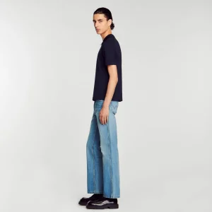 Sandro Paris Camisa Polo De Malha Com Gola Com Ziper-Homem Camisetas E Pólos