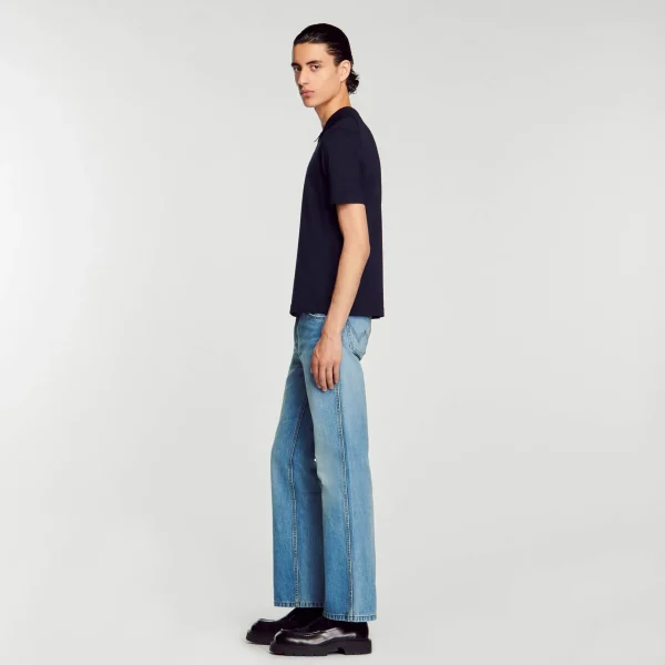 Sandro Paris Camisa Polo De Malha Com Gola Com Ziper-Homem Camisetas E Pólos