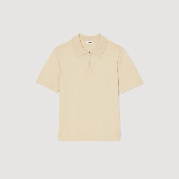 Sandro Paris Camisa Polo De Malha Com Gola Com Ziper-Homem Camisetas E Pólos