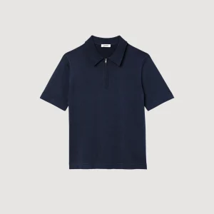Sandro Paris Camisa Polo De Malha Com Gola Com Ziper-Homem Camisetas E Pólos