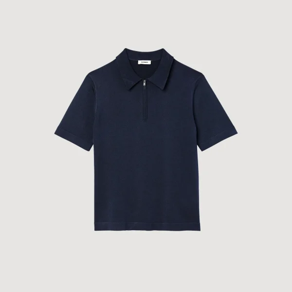 Sandro Paris Camisa Polo De Malha Com Gola Com Ziper-Homem Camisetas E Pólos