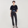 Sandro Paris Camiseta Com Flores De Lantejoulas-Mulheres Camisetas
