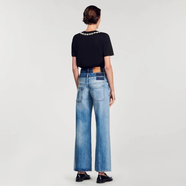 Sandro Paris Camiseta De Algodao Organico, Gola Joia-Mulheres Camisetas