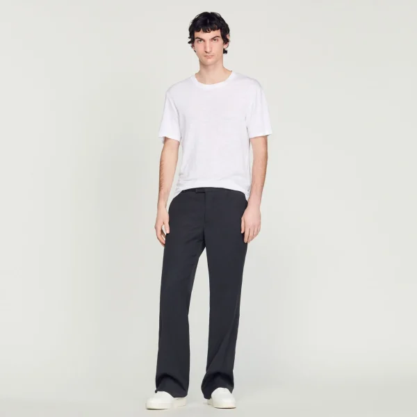 Sandro Paris Camiseta De Linho Certificada-Homem Camisetas E Pólos