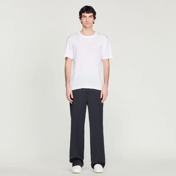 Sandro Paris Camiseta De Linho Certificada-Homem Camisetas E Pólos