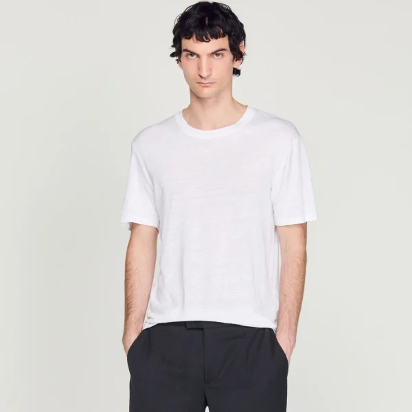 Sandro Paris Camiseta De Linho Certificada-Homem Camisetas E Pólos
