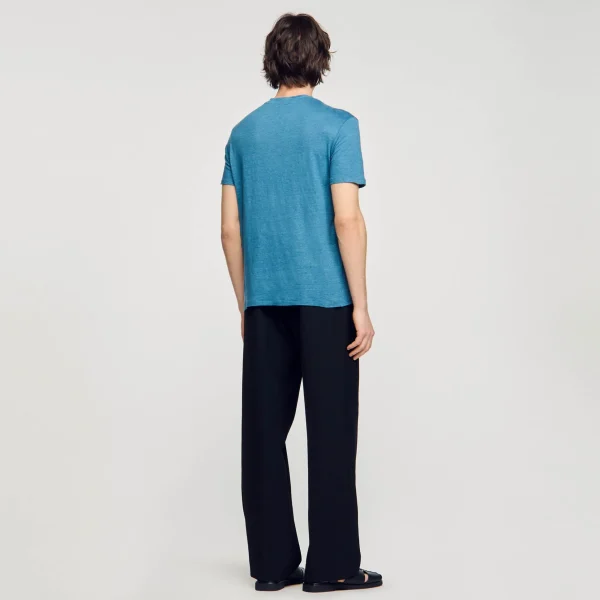 Sandro Paris Camiseta De Linho Certificada-Homem Camisetas E Pólos