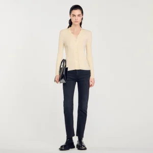 Sandro Paris Cardiga De Viscose Certificado-Mulheres Suéteres E Cardigans