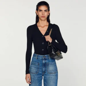 Sandro Paris Cardiga De Viscose Certificado-Mulheres Suéteres E Cardigans