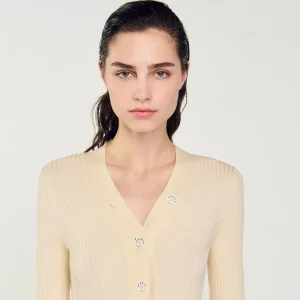 Sandro Paris Cardiga De Viscose Certificado-Mulheres Suéteres E Cardigans