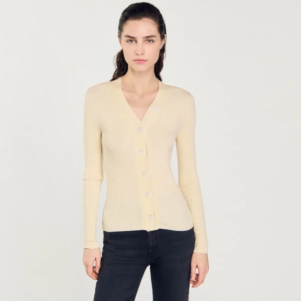 Sandro Paris Cardiga De Viscose Certificado-Mulheres Suéteres E Cardigans
