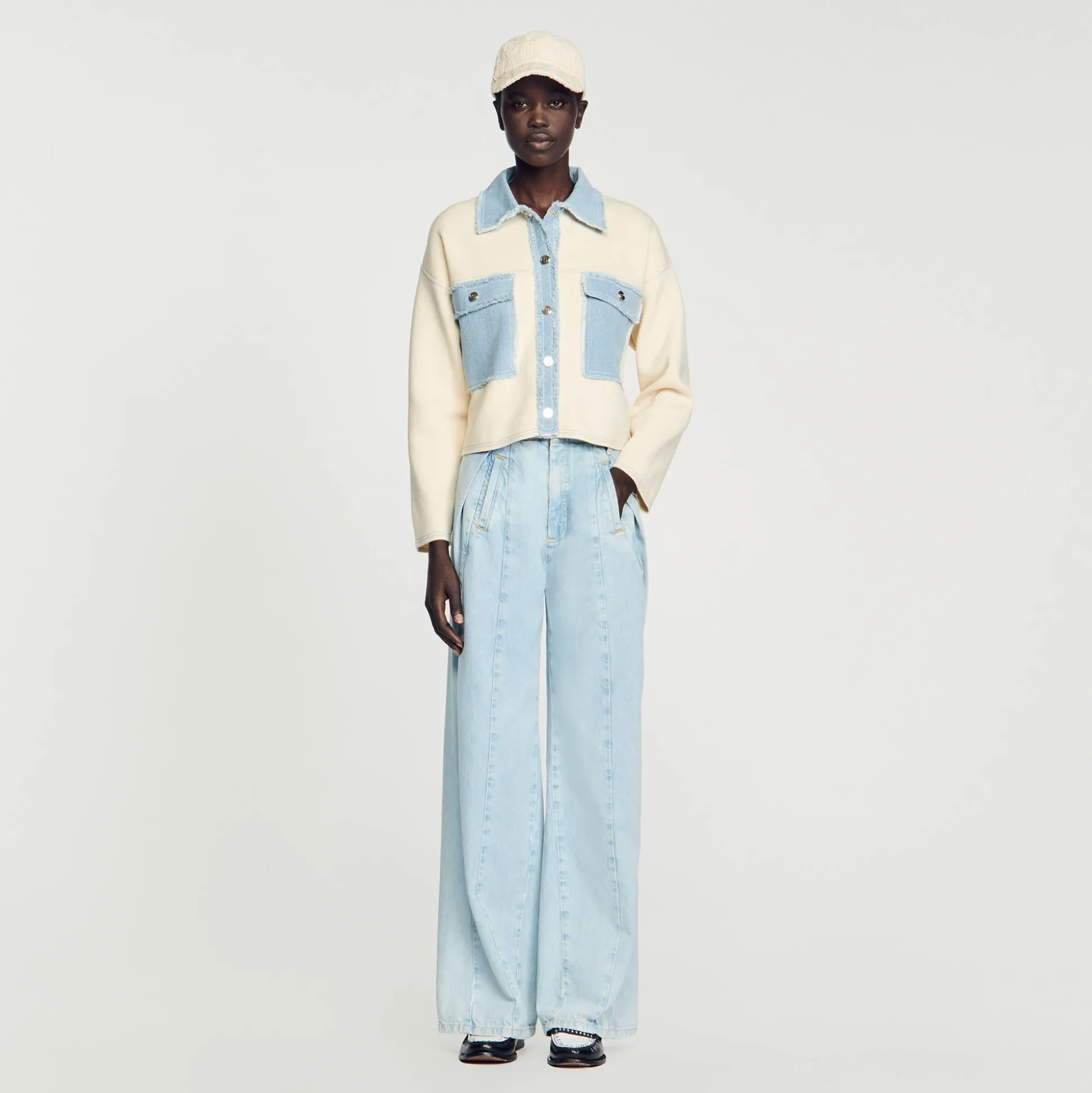 cardiga_oversize_de_dois__0.webp Sandro Paris Cardiga Oversize De Dois Materiais-Mulheres Suéteres E Cardigans