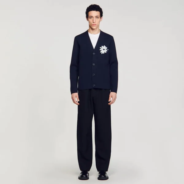 Sandro Paris Cardigan De Malha Jacquard Flor-Homem Suéteres E Coletes