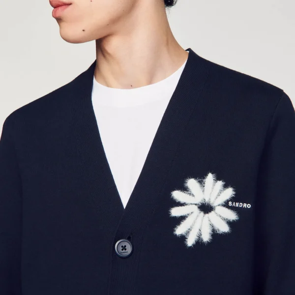Sandro Paris Cardigan De Malha Jacquard Flor-Homem Suéteres E Coletes