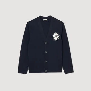 Sandro Paris Cardigan De Malha Jacquard Flor-Homem Suéteres E Coletes