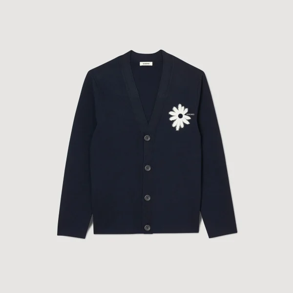 Sandro Paris Cardigan De Malha Jacquard Flor-Homem Suéteres E Coletes