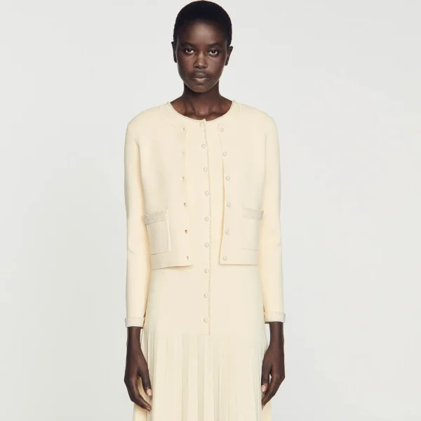 Sandro Paris Cardigan Embelezado Com Pedra-Mulheres Conjuntos