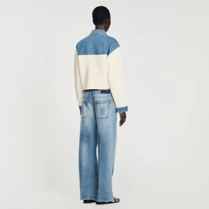 Sandro Paris Casaco De Dois Materiais-Mulheres Suéteres E Cardigans