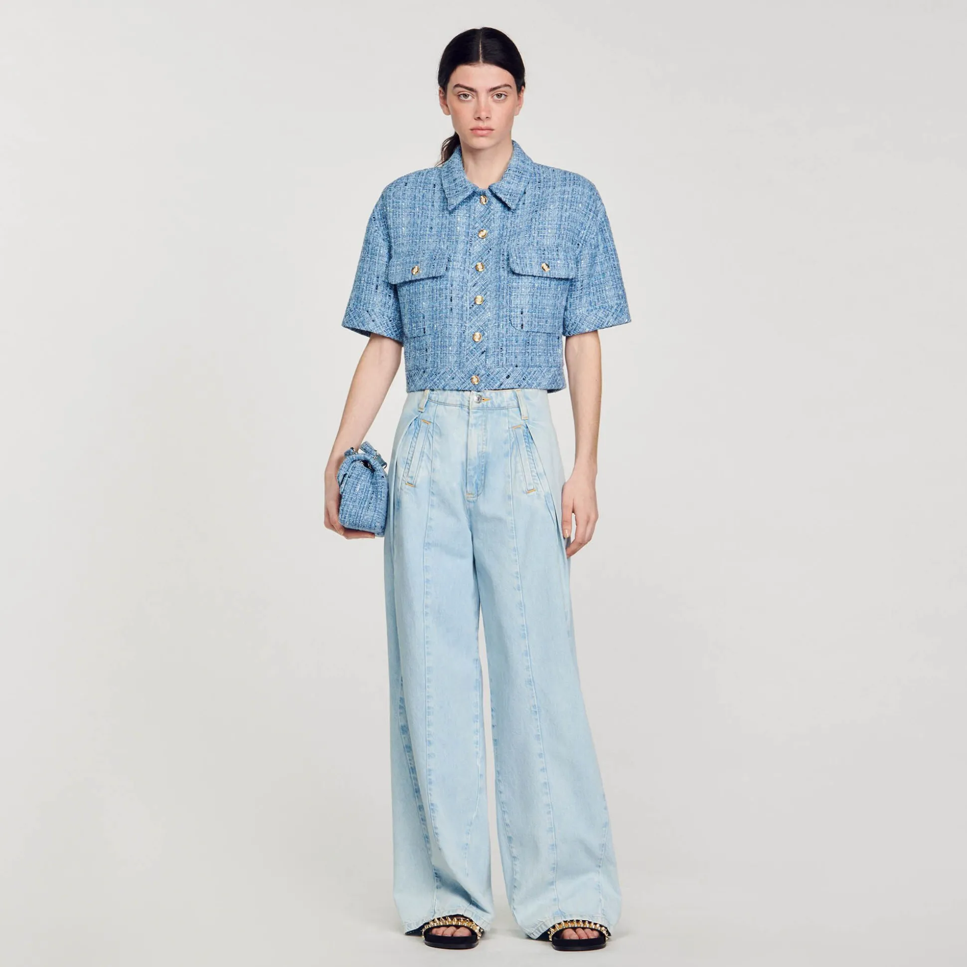 jaqueta_curta_de_tweed_0.webp Sandro Paris Jaqueta Curta De Tweed-Mulheres Conjuntos