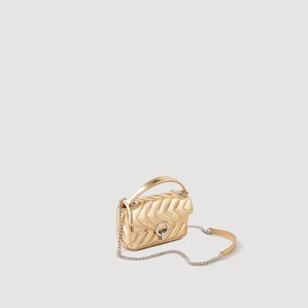 Sandro Paris Mini Bolsa Yza De Couro Metalizado-Mulheres Bolsas De Ombro